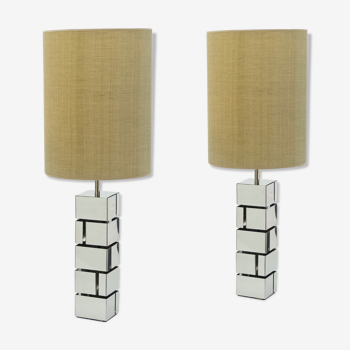 Pair of chrome american lamps by Curtis Jere 1970
