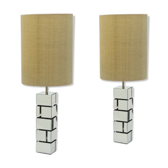 Pair of chrome american lamps by Curtis Jere 1970