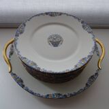 Dessert service porcelain Limoges Union Art Deco 9 people