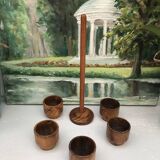 Five olive wood egg cups