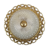 Golden mount and glass globe ceiling light