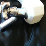Old ceramic bathroom shelf with 2 chrome bronze faucets