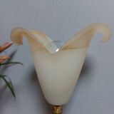 Brass and elongated marbled tulip floor lamp