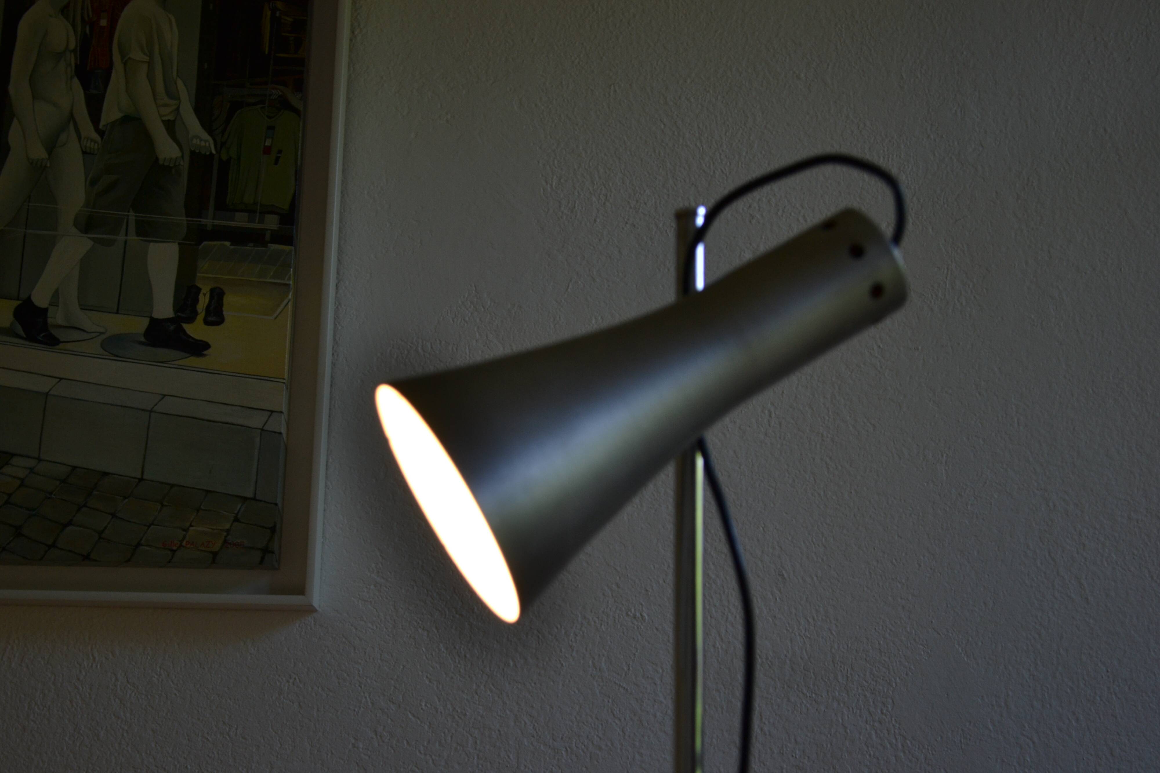 Brushed aluminium and chrome metal desk lamp 70's 1970