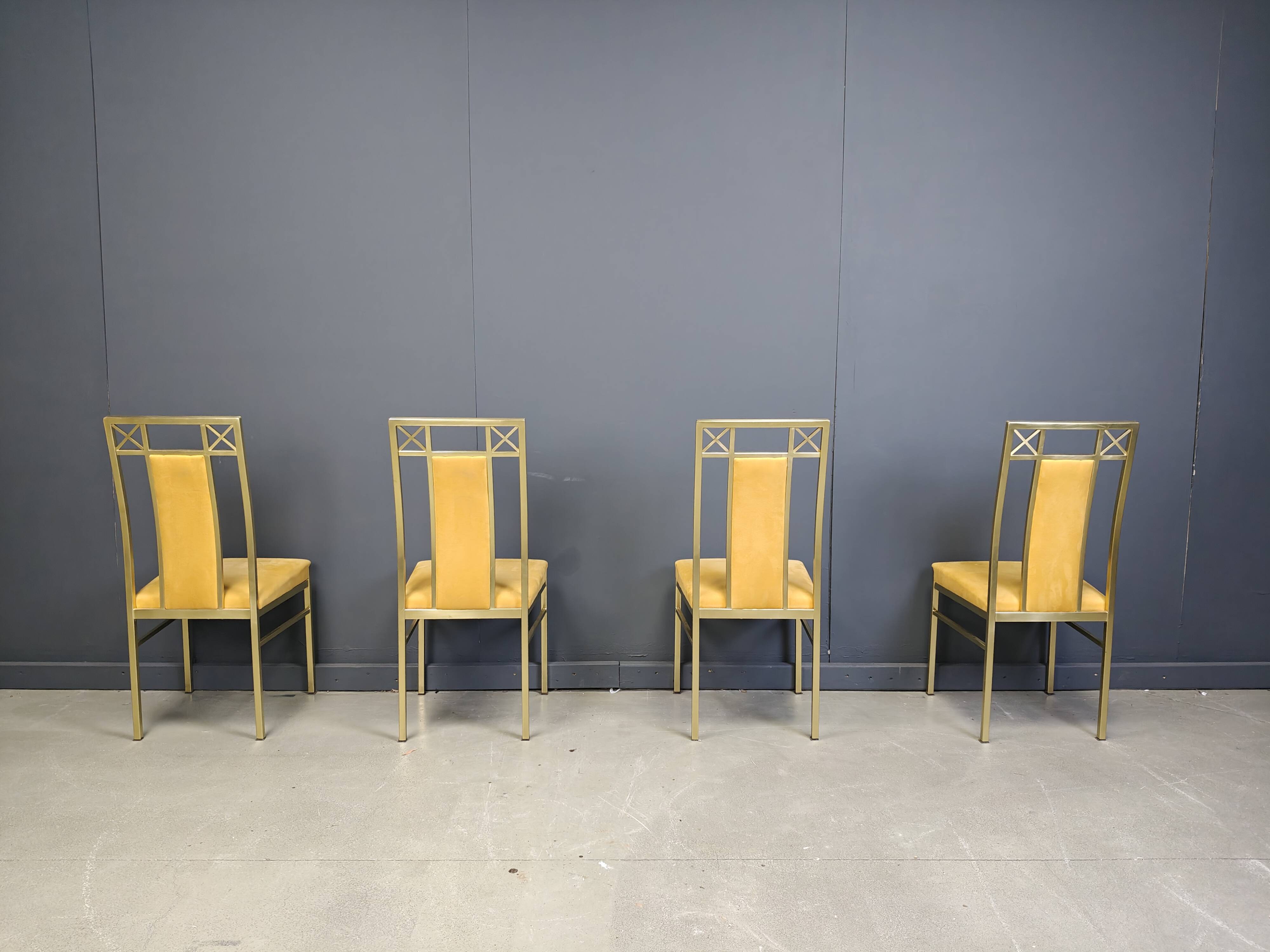 Chaises de salle à manger vintage en laiton de Belgochrom, années 1970