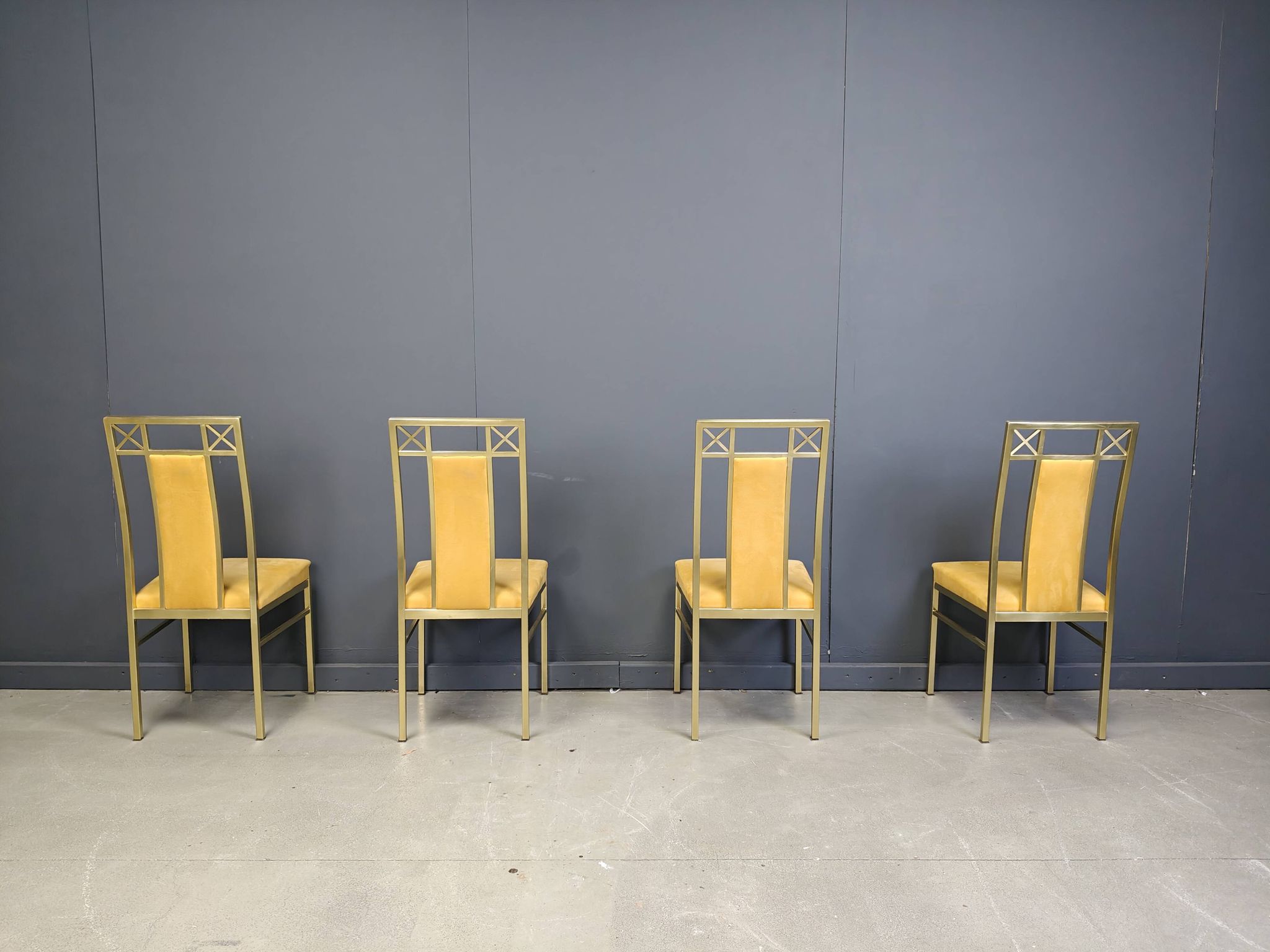 Vintage brass dining chairs by Belgochrom, 1970s