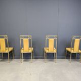 Chaises de salle à manger vintage en laiton de Belgochrom, années 1970