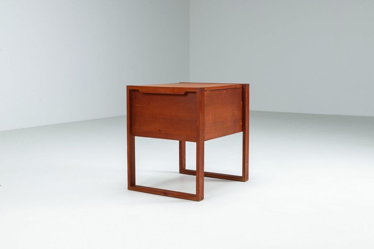 Scandinavian modern storage cabinet in teak with sled base Denmark 1960