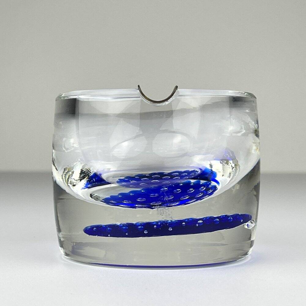 Blue Murano glass ashtray, Italy, 1970s