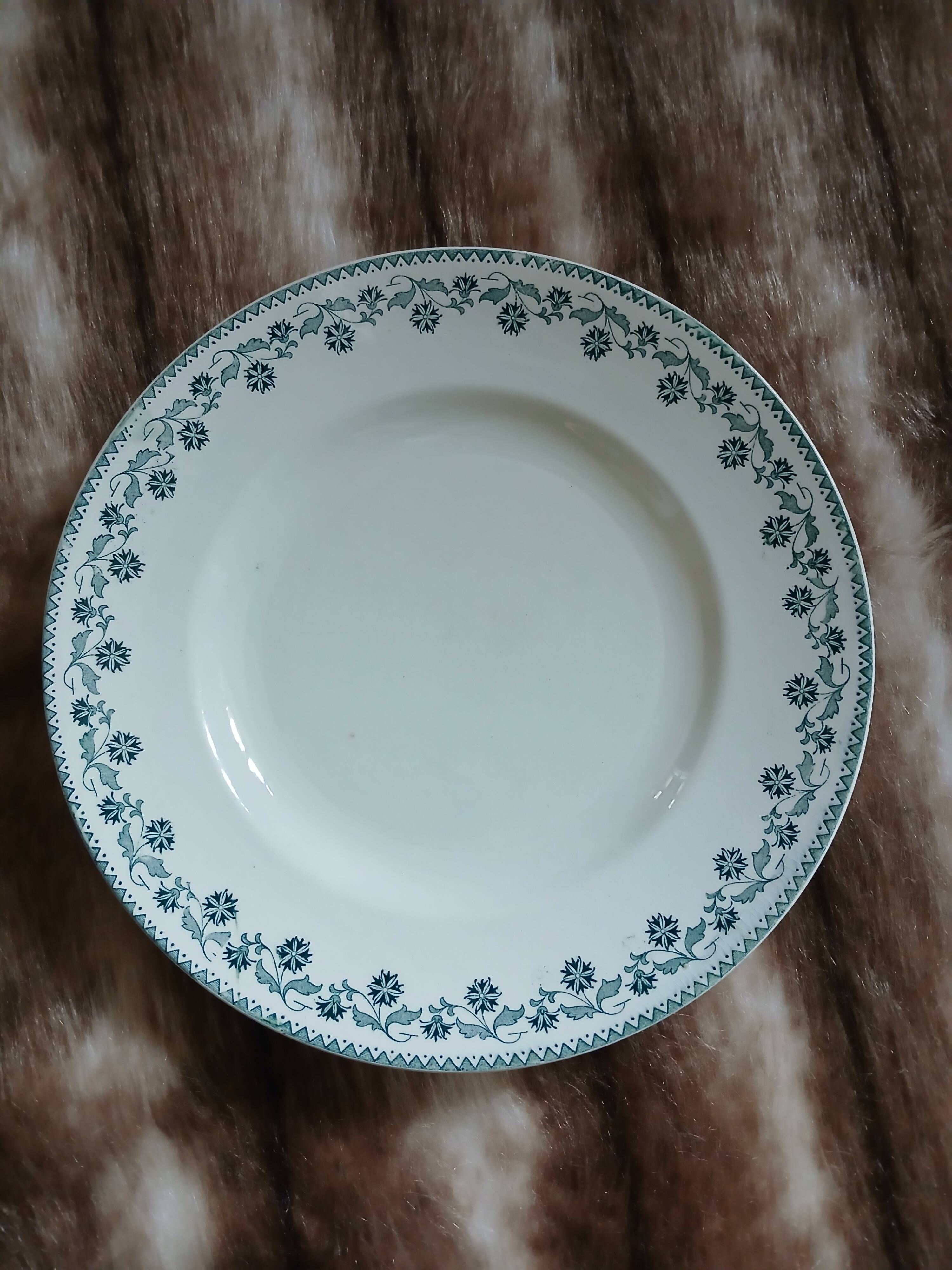 6 antique flat plates in ironstone