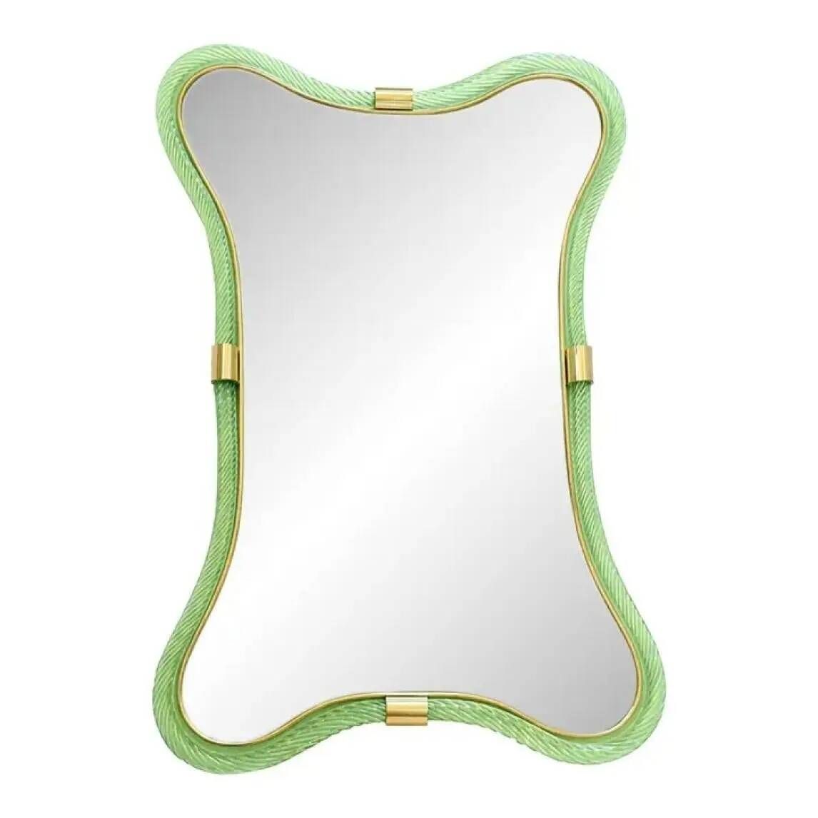 Contemporary Italian Murano Glass Mirror in Weathered Green by Simoeng