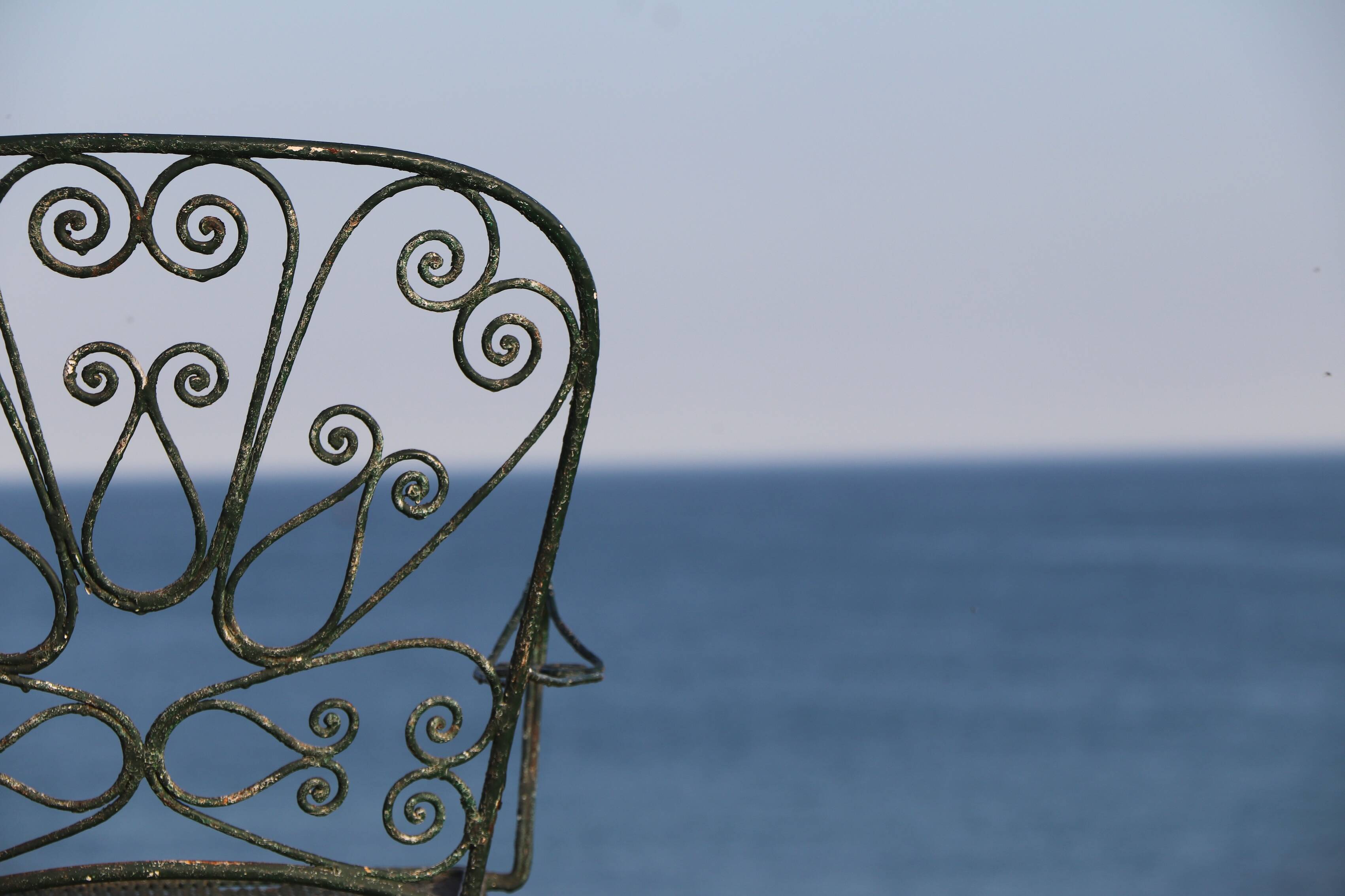 Set of 4 wrought iron garden chairs, France, 20th century