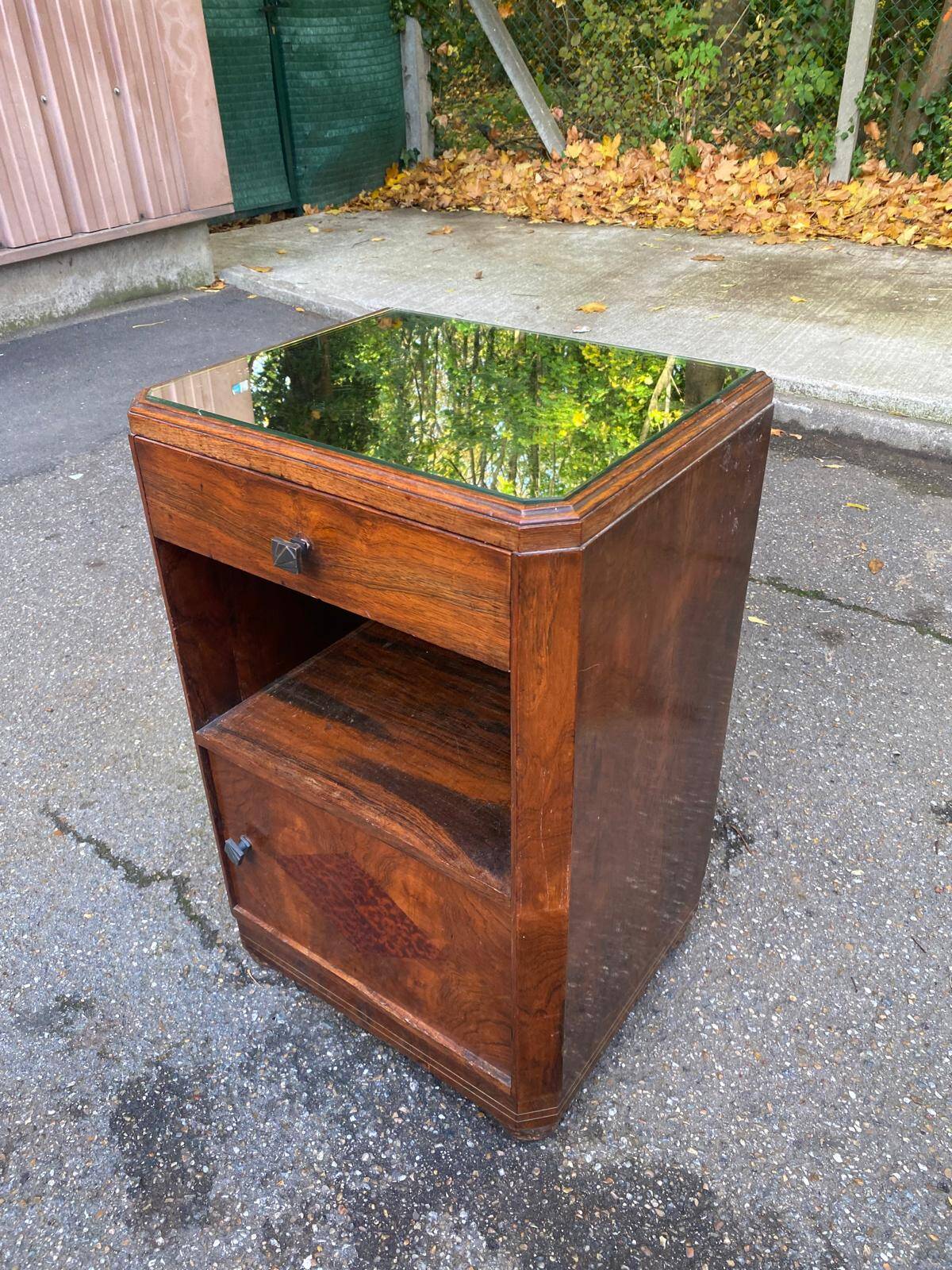 Art Deco solid mahogany bedside table, 1960s
