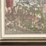 Peinture à l'huile vintage impressionniste représentant un paysage urbain signée par l'artiste 1947