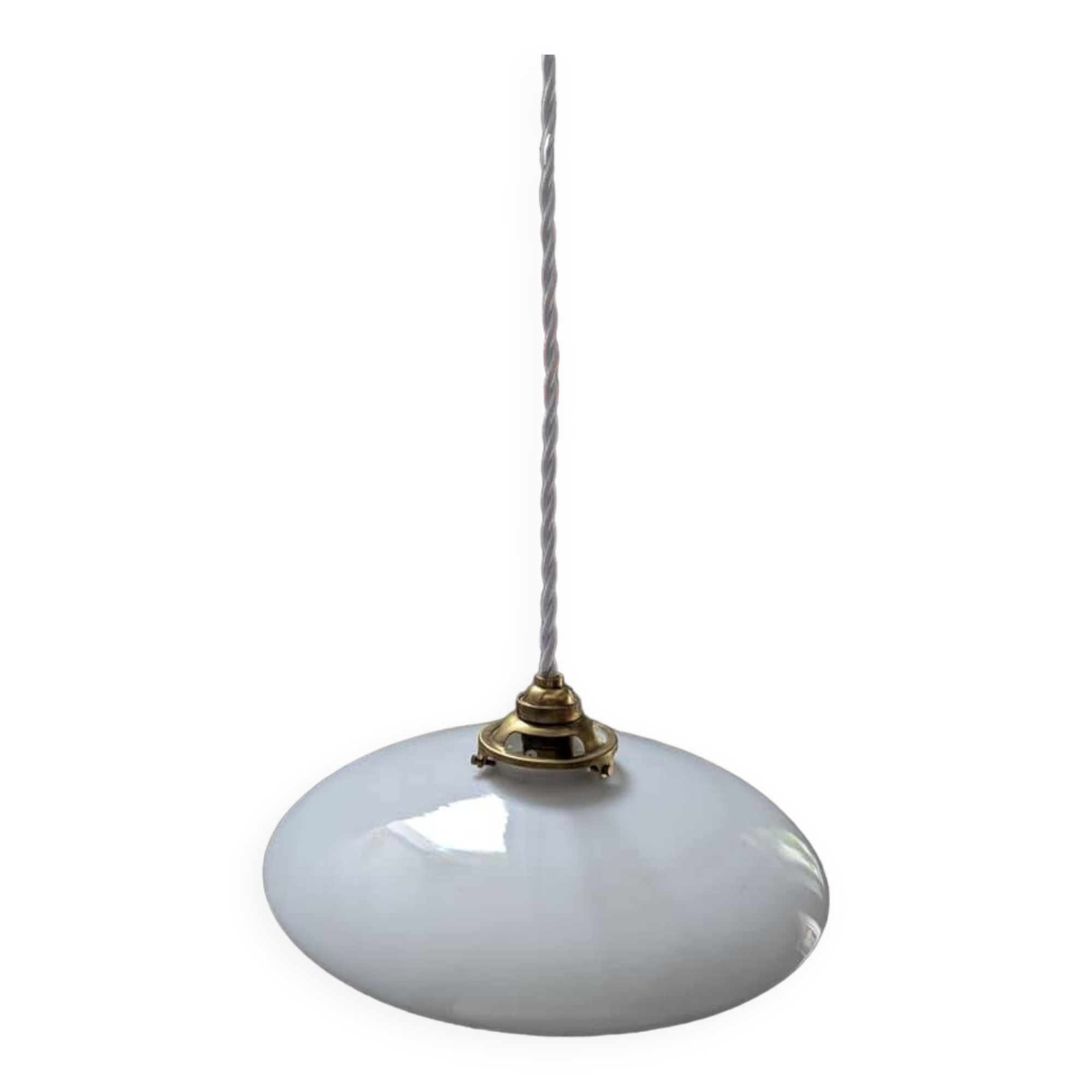 Old hanging lampshade white opaline Art Deco 1930 Ø 25.8 cm TBE