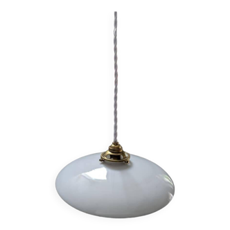 Ancienne suspension en opaline blanche Art déco 1930