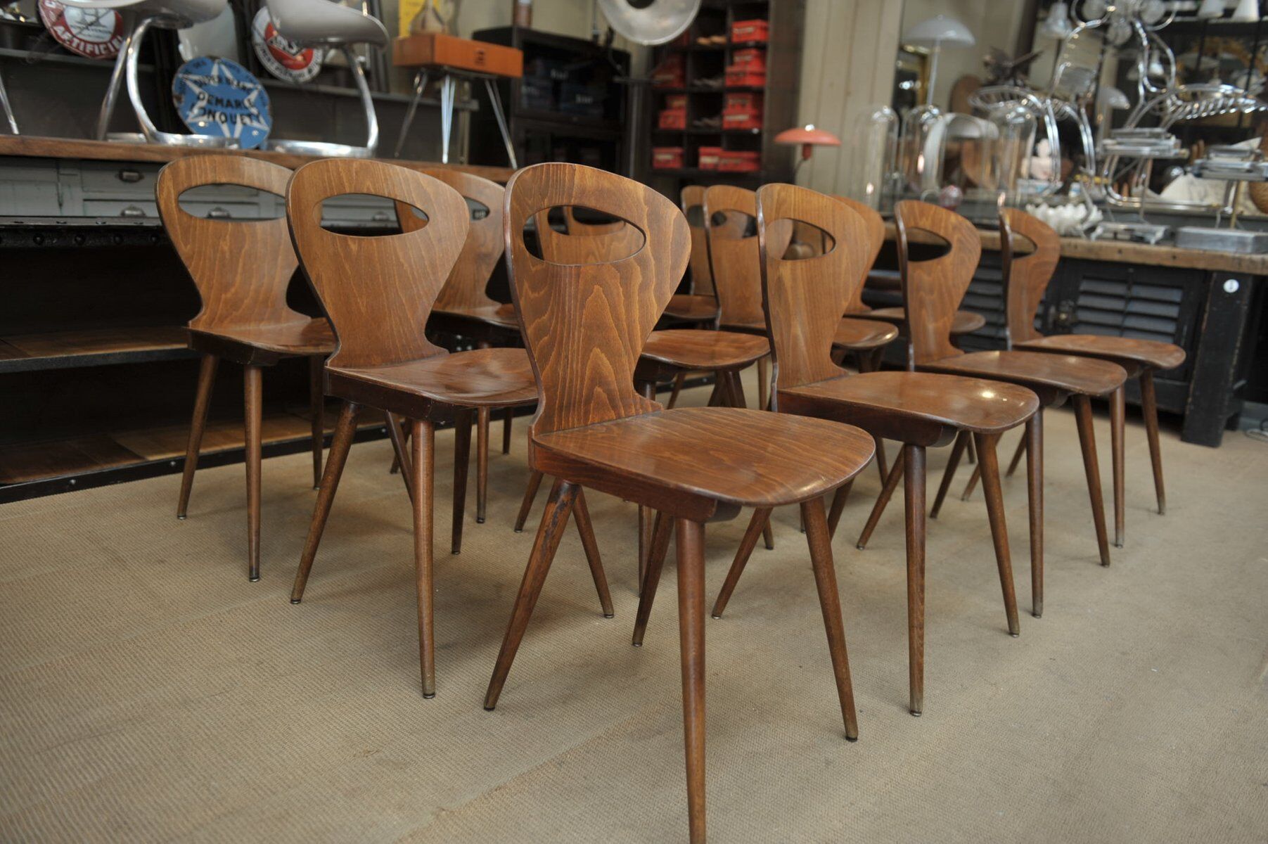 Baumann 1950s curved beech mid-century chair