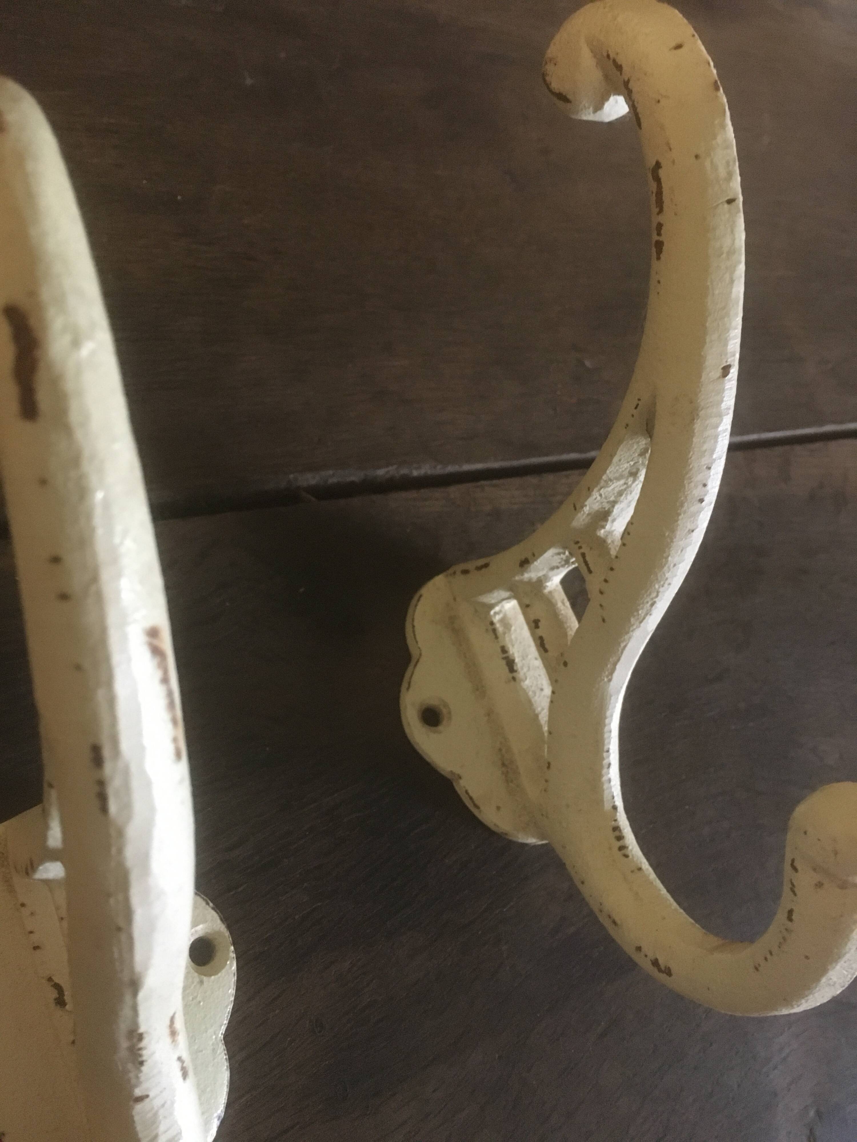 White cast iron wall hooks