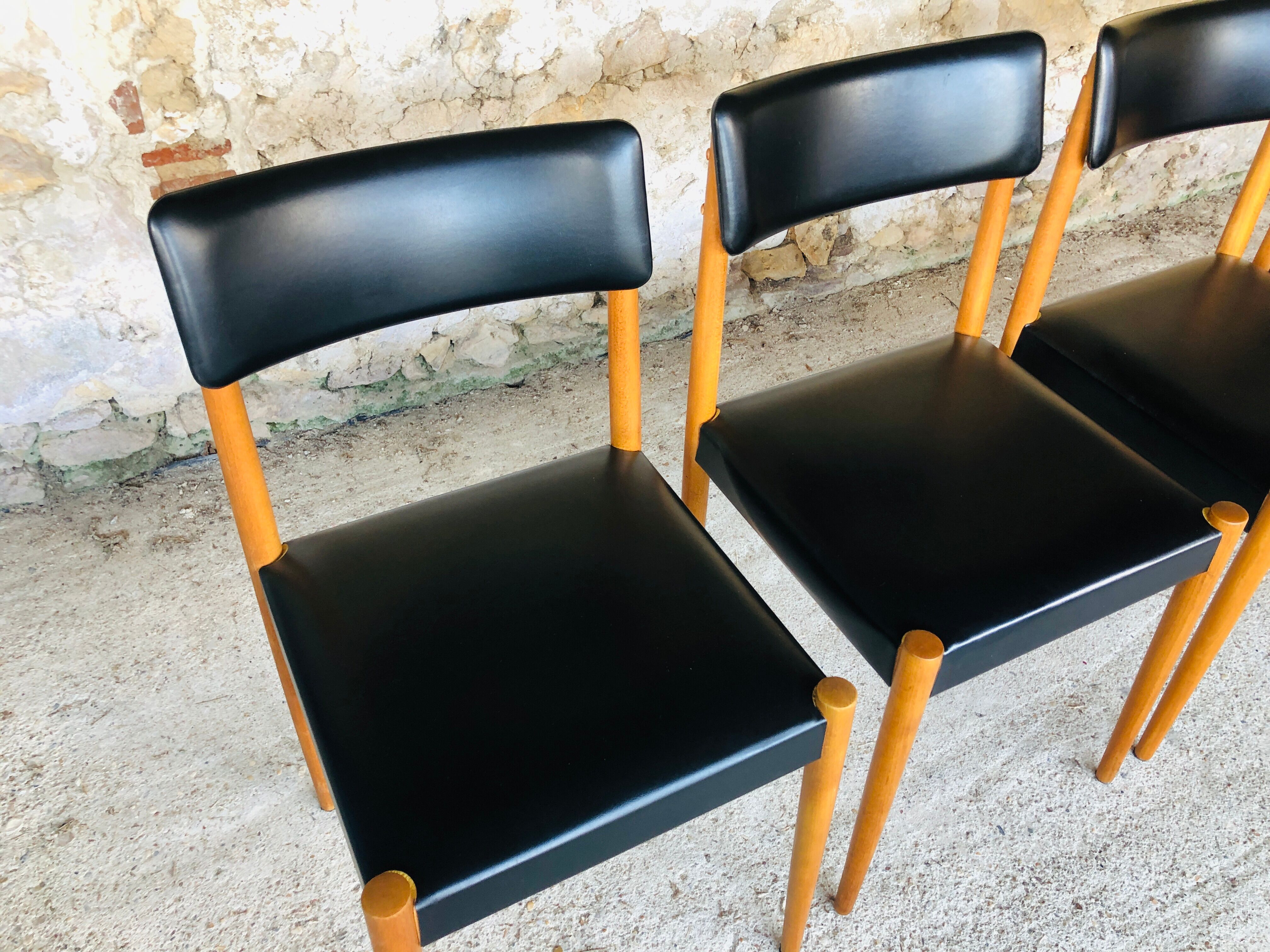 Set of 4 Scandinavian style dining chairs, circa 60