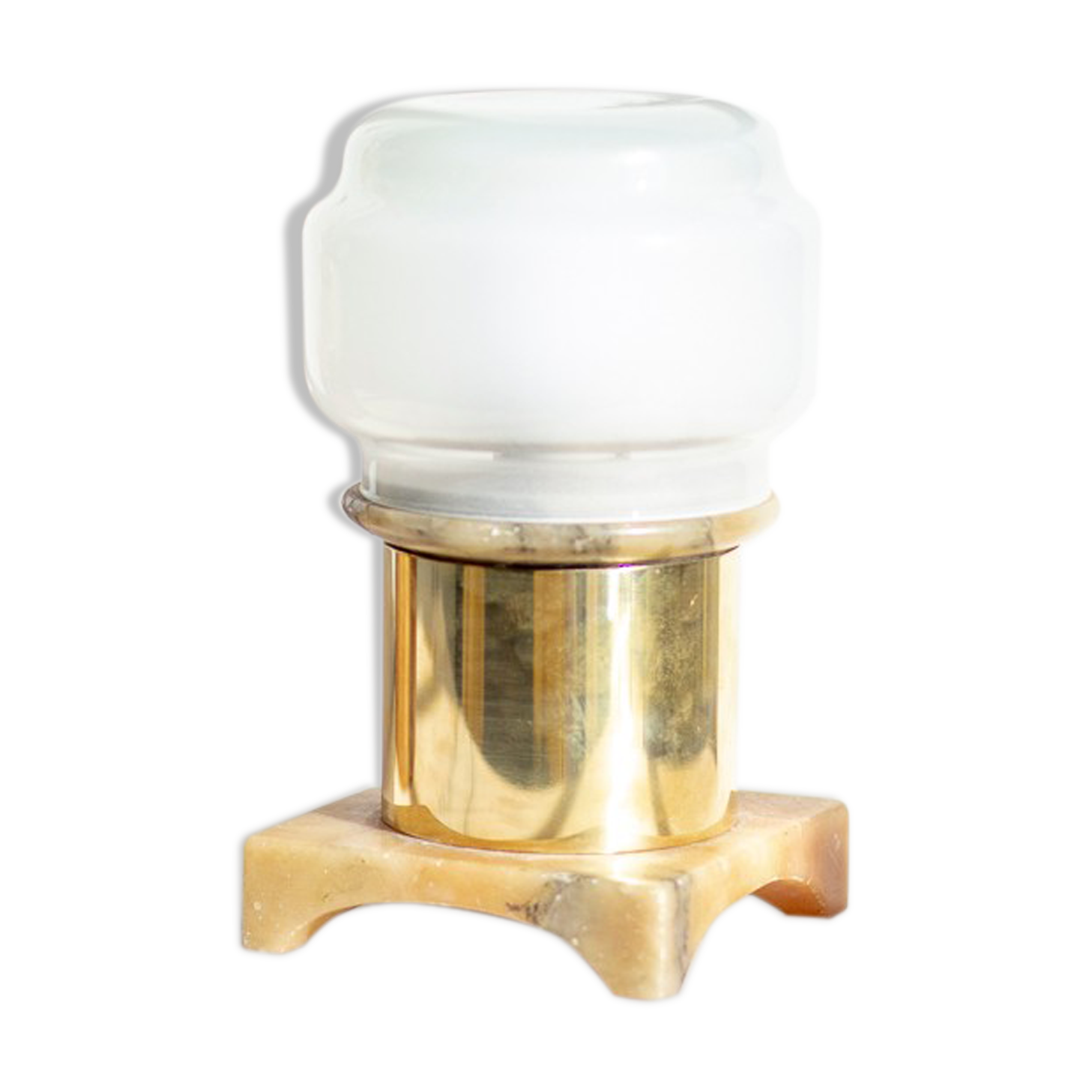 Art deco table lamp in brass and marble