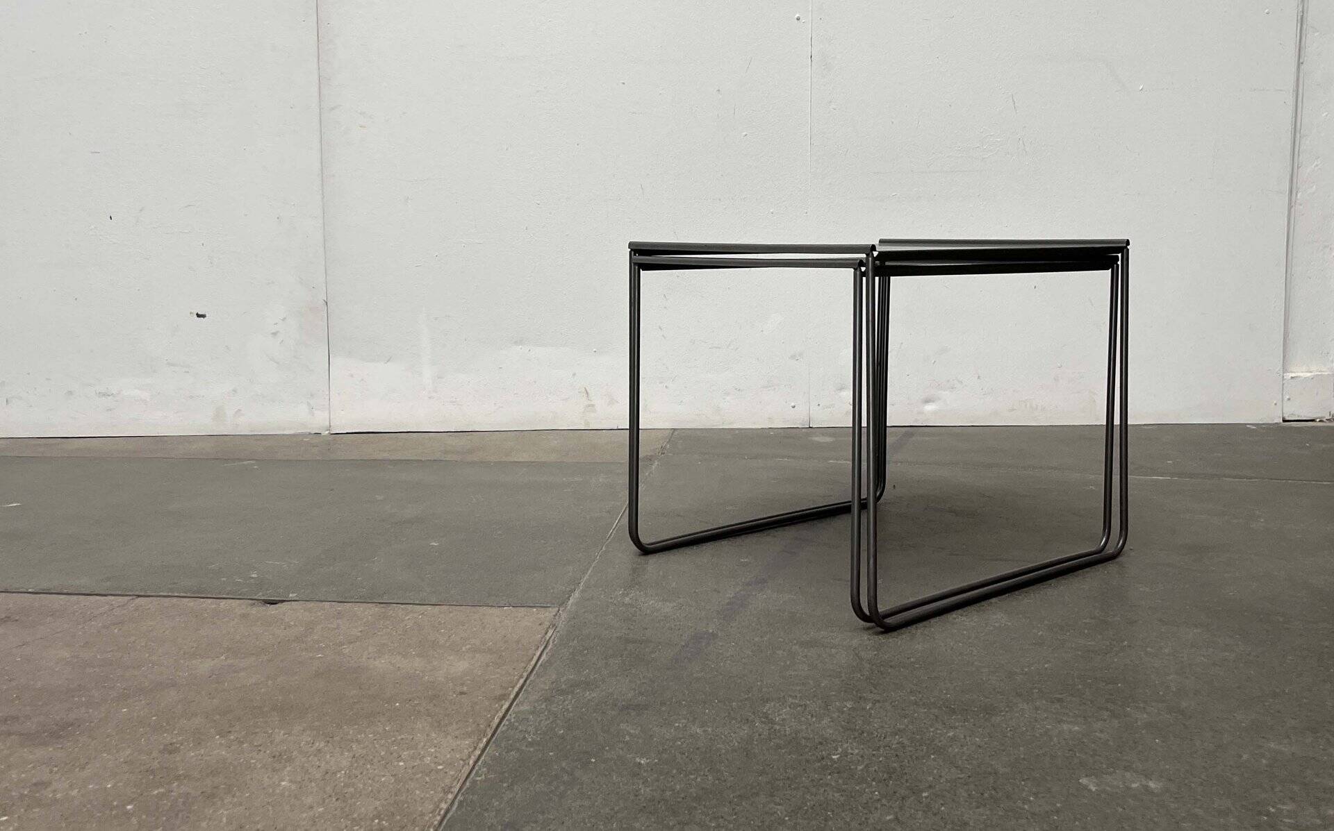 Postmodern perforated metal nesting side tables from Ikea, 1980s, set of 2.