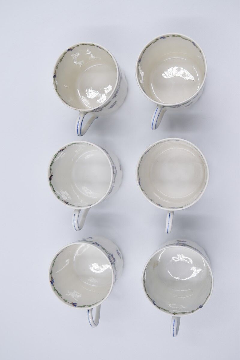 6 cups and saucers porcelain Haviland Limoges barbed-wire décor