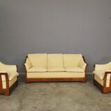 Wooden sofa and armchairs by Mobil Girgi, 70s. Set of 3