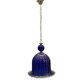 Lustre en verre de Murano bleu cobalt vintage, Italie, années 1980.