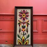 Large wool flower tapestry canvas 1970