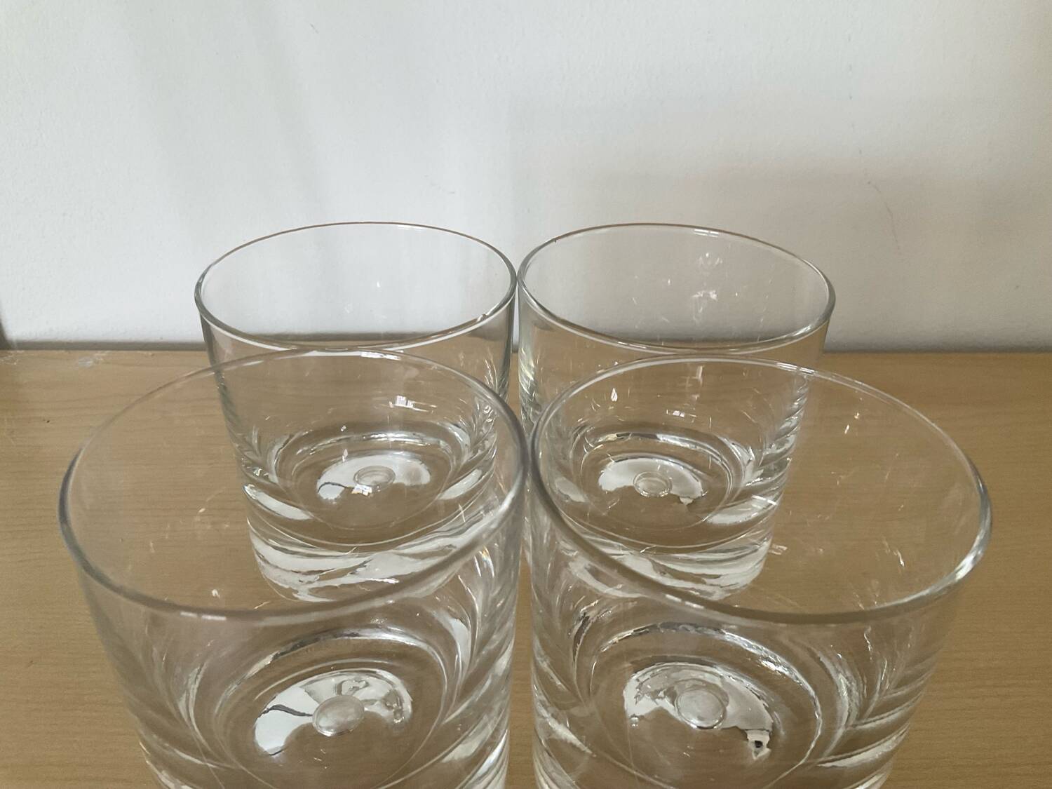 Kosta Boda Set of 4 Whiskey Glasses with Bubble Base