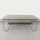 Vintage Italian rectangular coffee table with 2 smoked glass tops