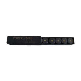 Box of 5 wooden old poker dice