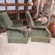 Olive green English armchairs