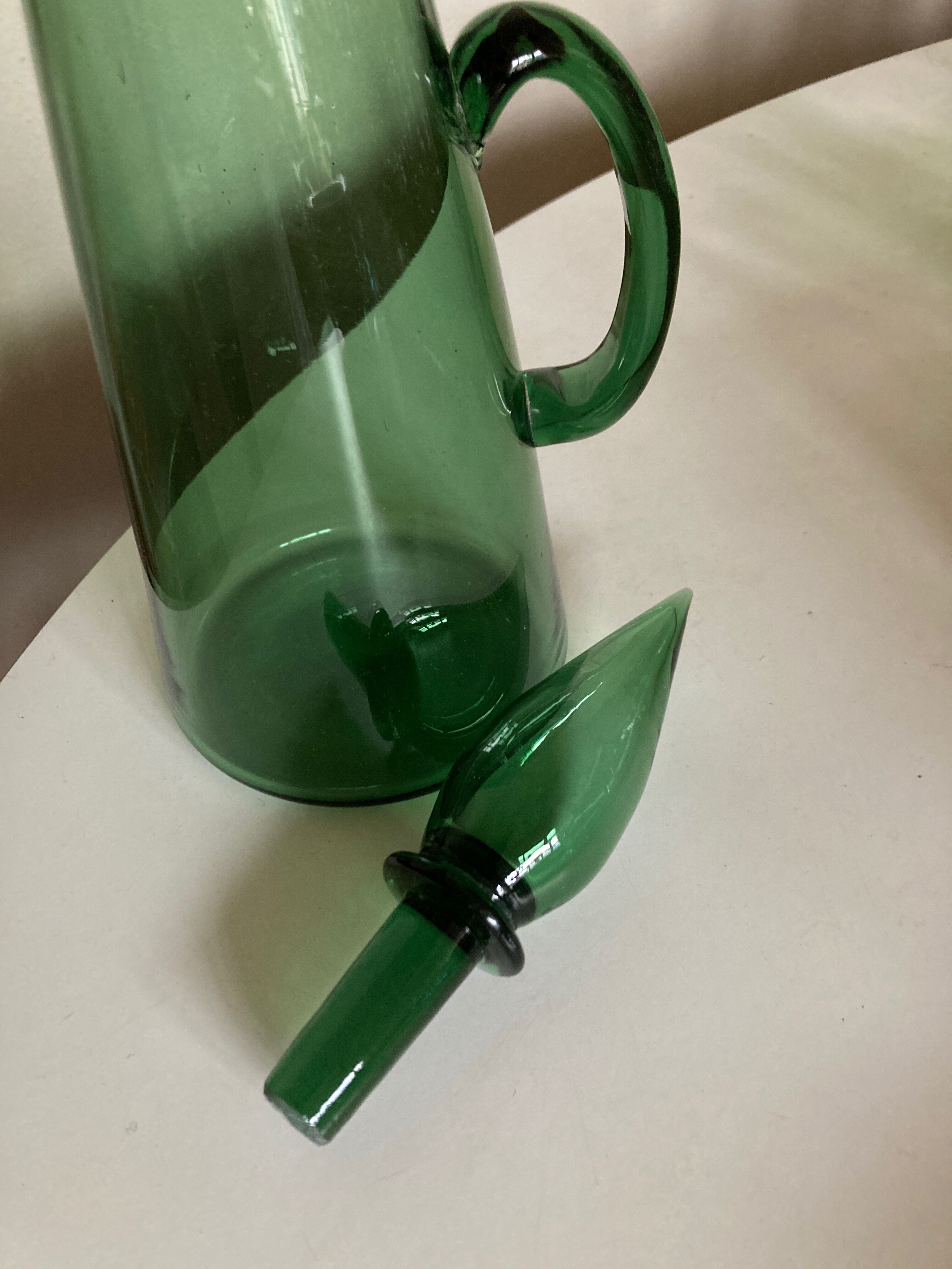 Carafe XXL in Empoli glass Italian work 1960
