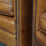 Set of 2 sheepskin leather club chairs