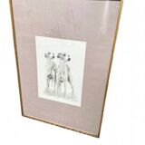 Framed animal drawing signed Cybèle