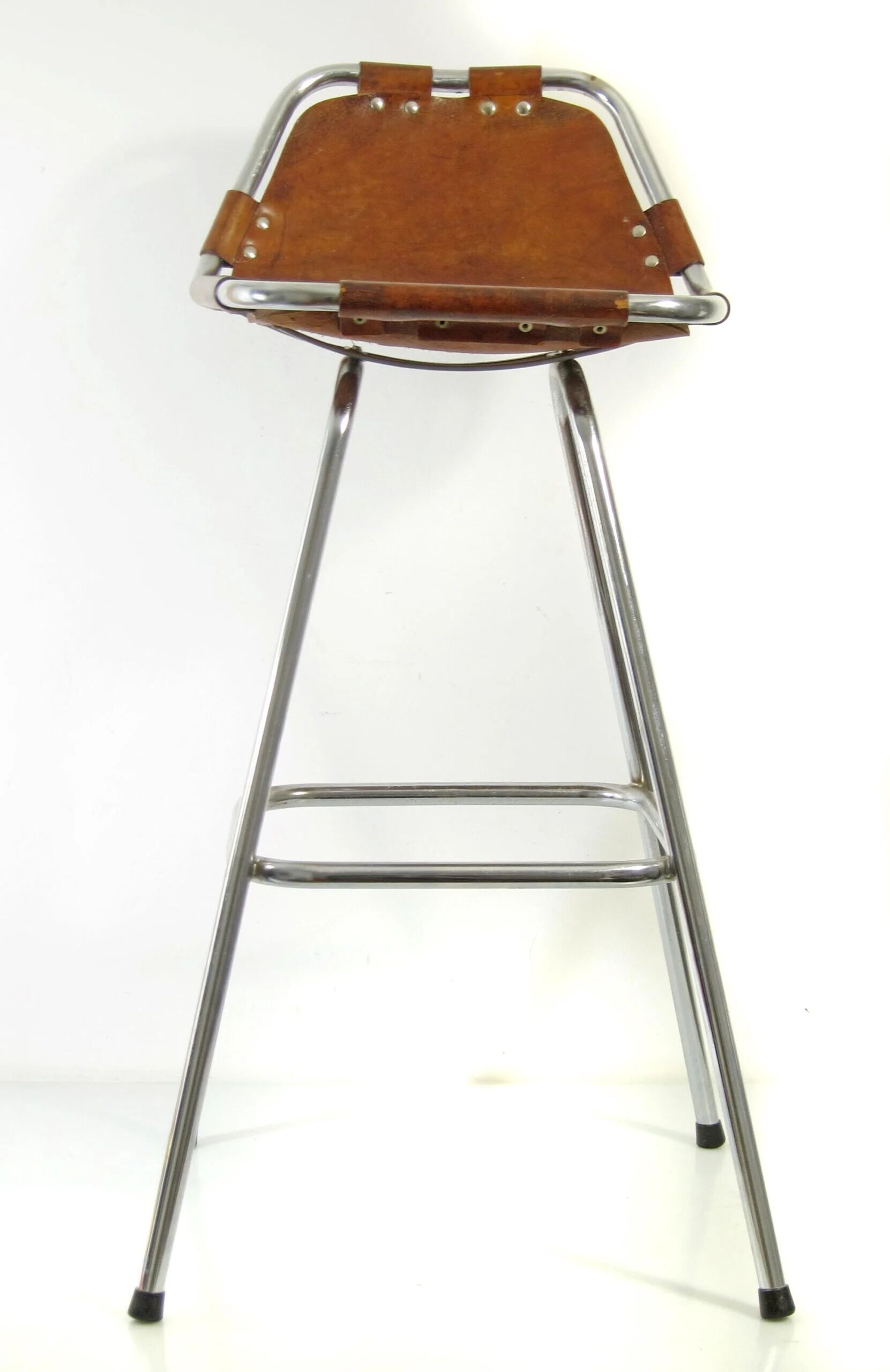 Charlotte Perriand "Les Arcs" vintage saddle leather bar stool – 1960s