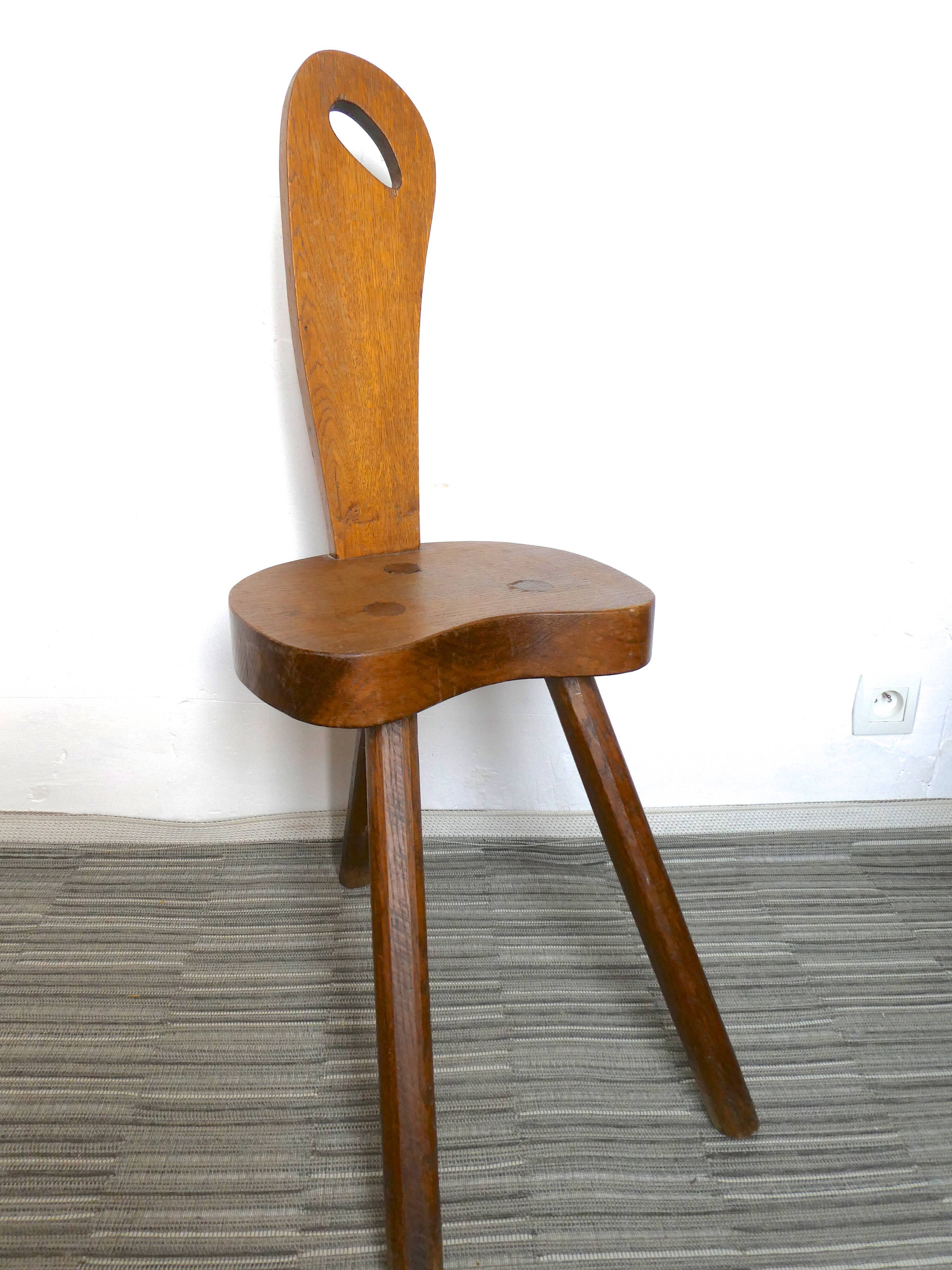 Massive, brutalist wooden tripod Chair