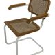 Chair Cesca model with armrests B64 in white metal and wood