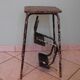 Workshop stepladder, retractable steps, antique, metal and wood, patina look