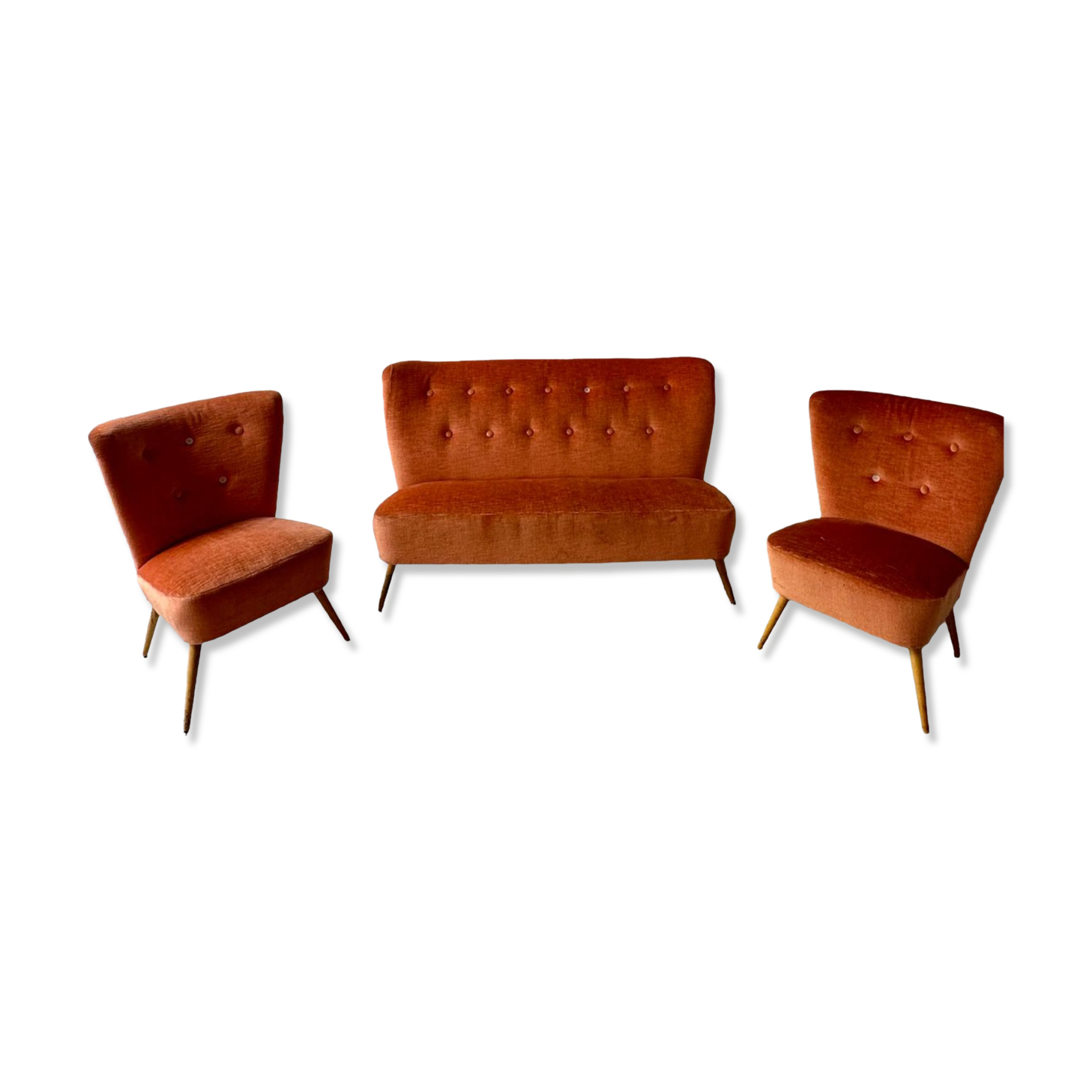 Sofa and 2 vintage armchairs
