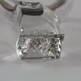 Vintage crystal ice bucket and Silver plated handle