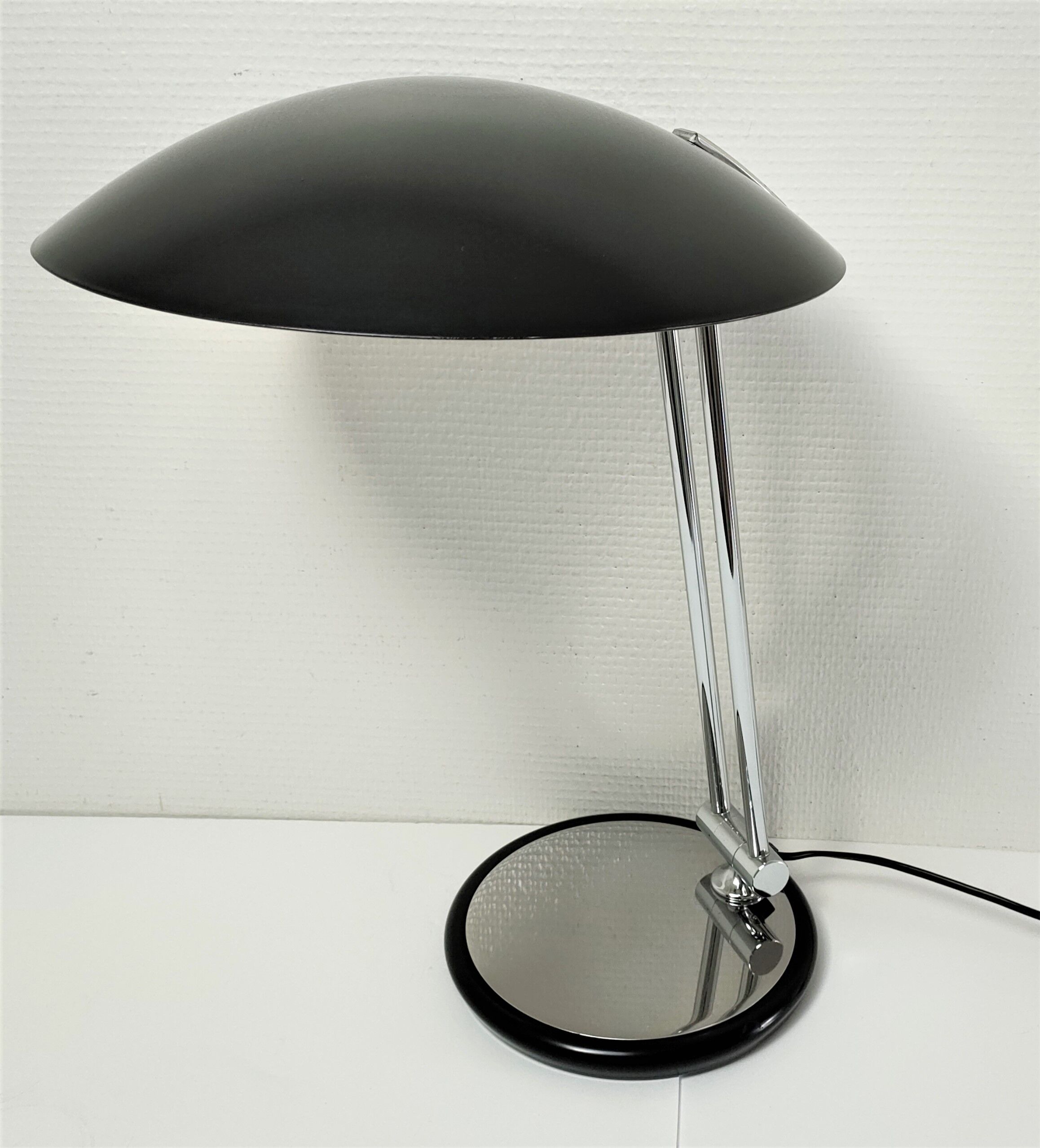 Aluminor lamp chrome metal and matt black design 80s