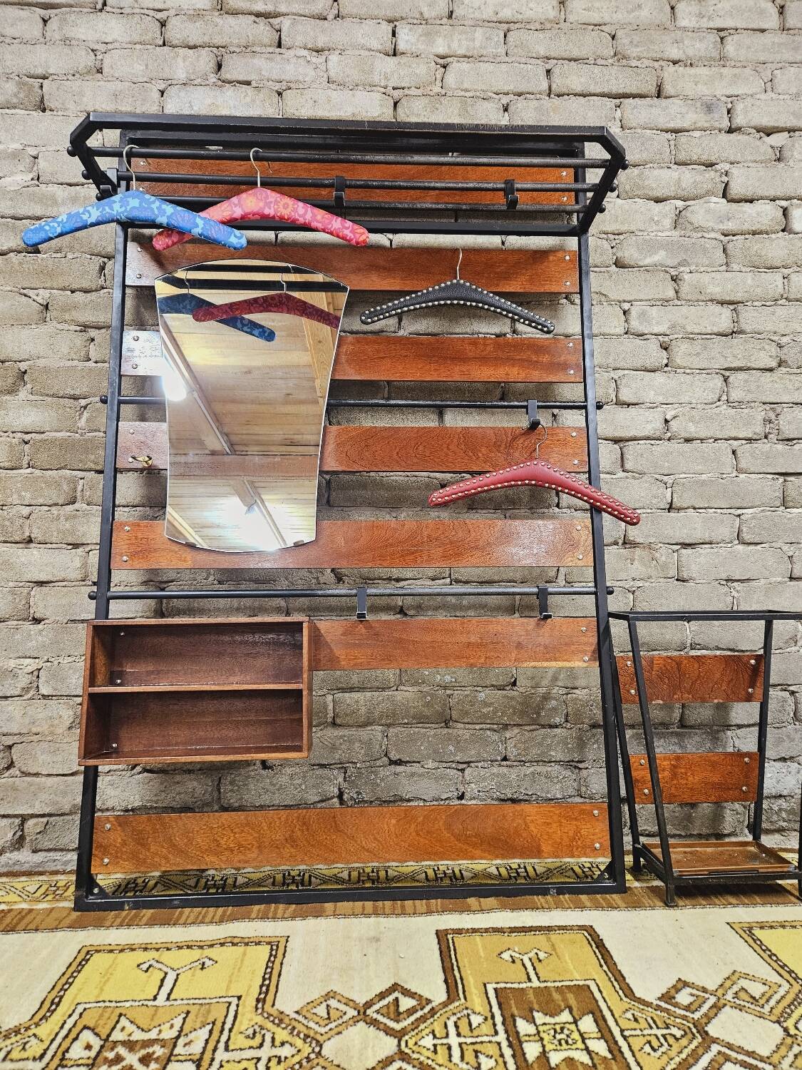 Coat rack, Scandinavian wall-mounted cloakroom in teak year 1970
