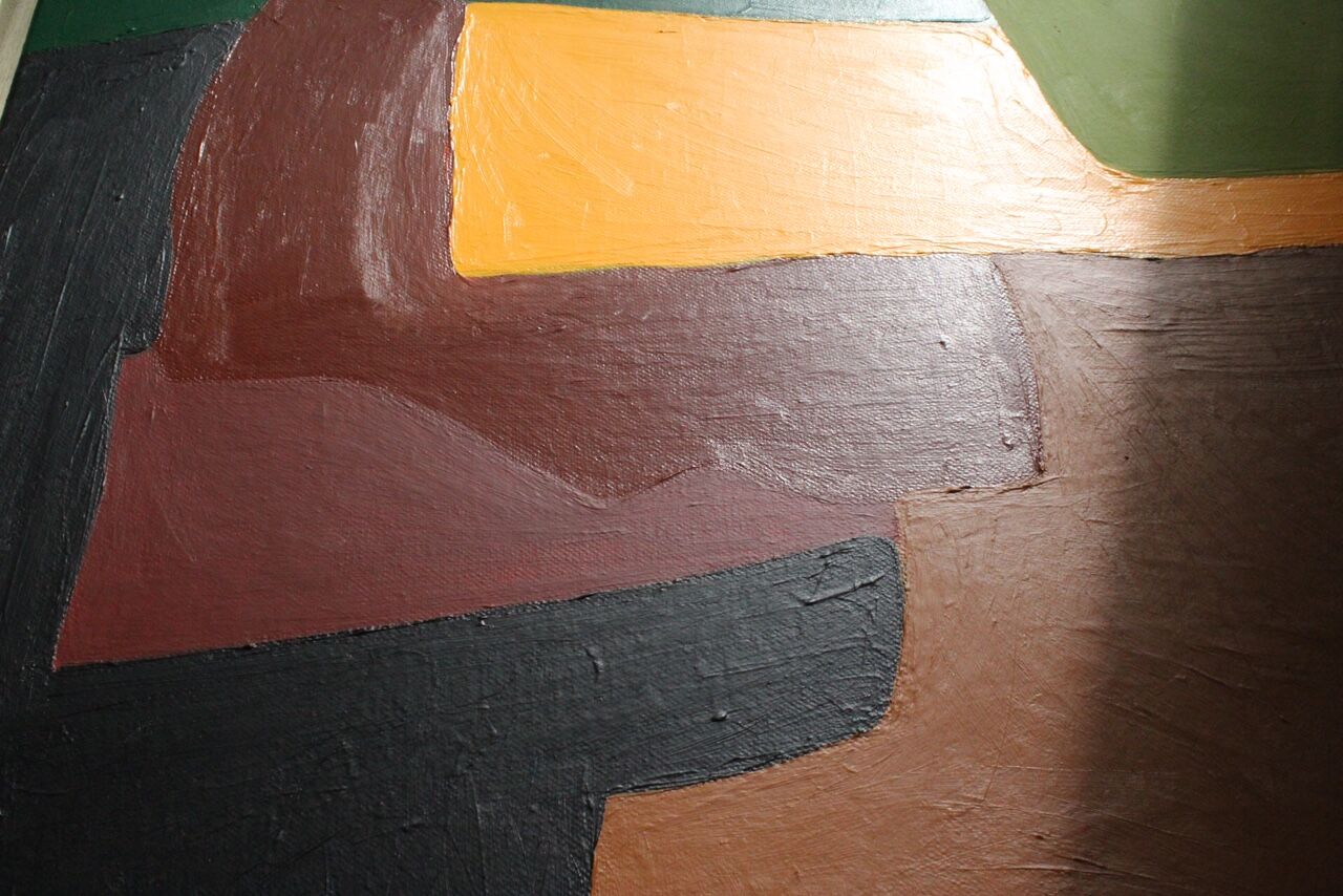 Palette of green, acrylic on canvas