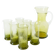 Service à orangeade en verre bullé de Biot, Long Drink, vert, 1960