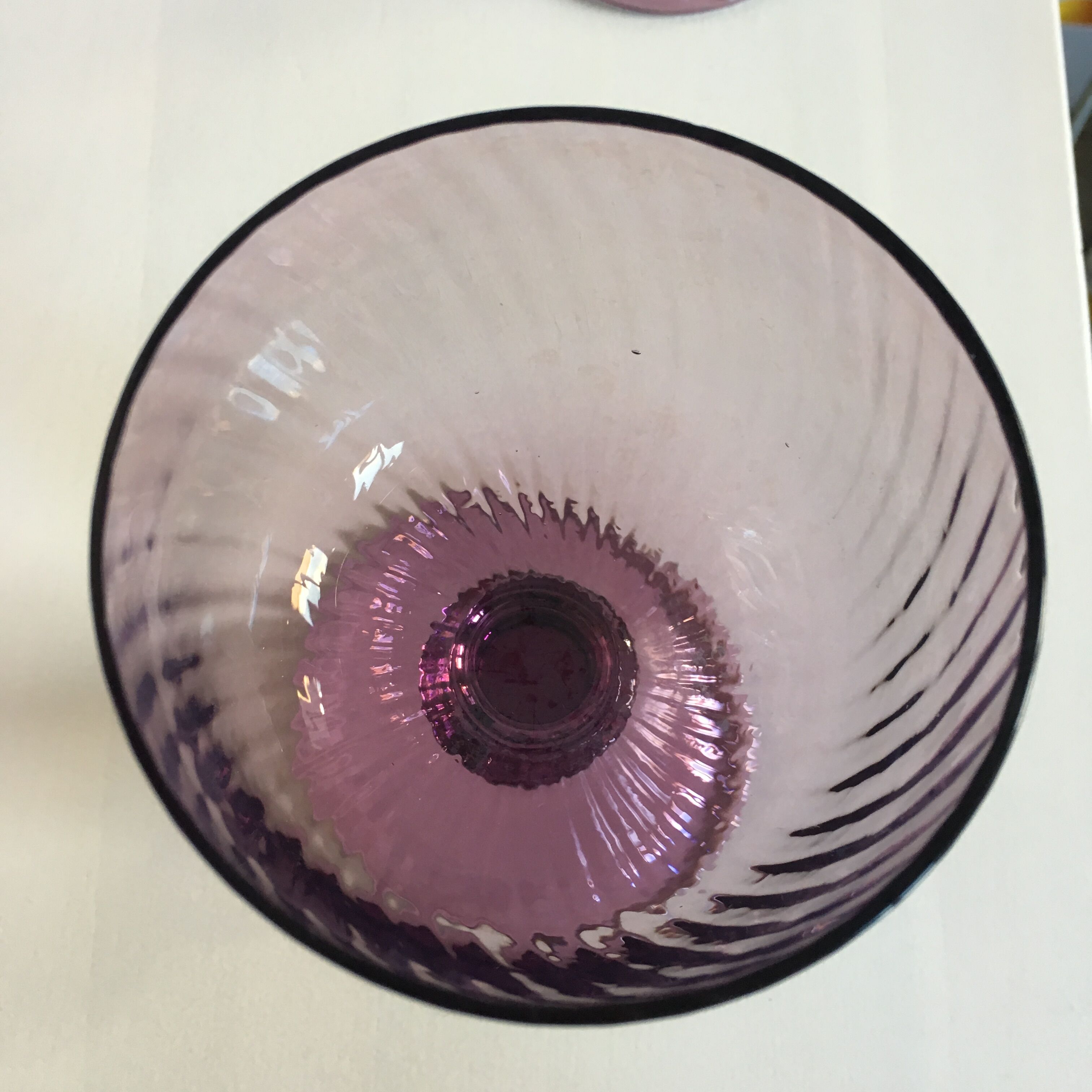 Large glass on purple dyed foot set