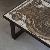 Danish mid century rectangular coffee table by Ox Art in Oak and Stoneware, 1970