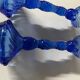 Pair of vintage cobalt blue twisted glass candlesticks h 24.5 cm