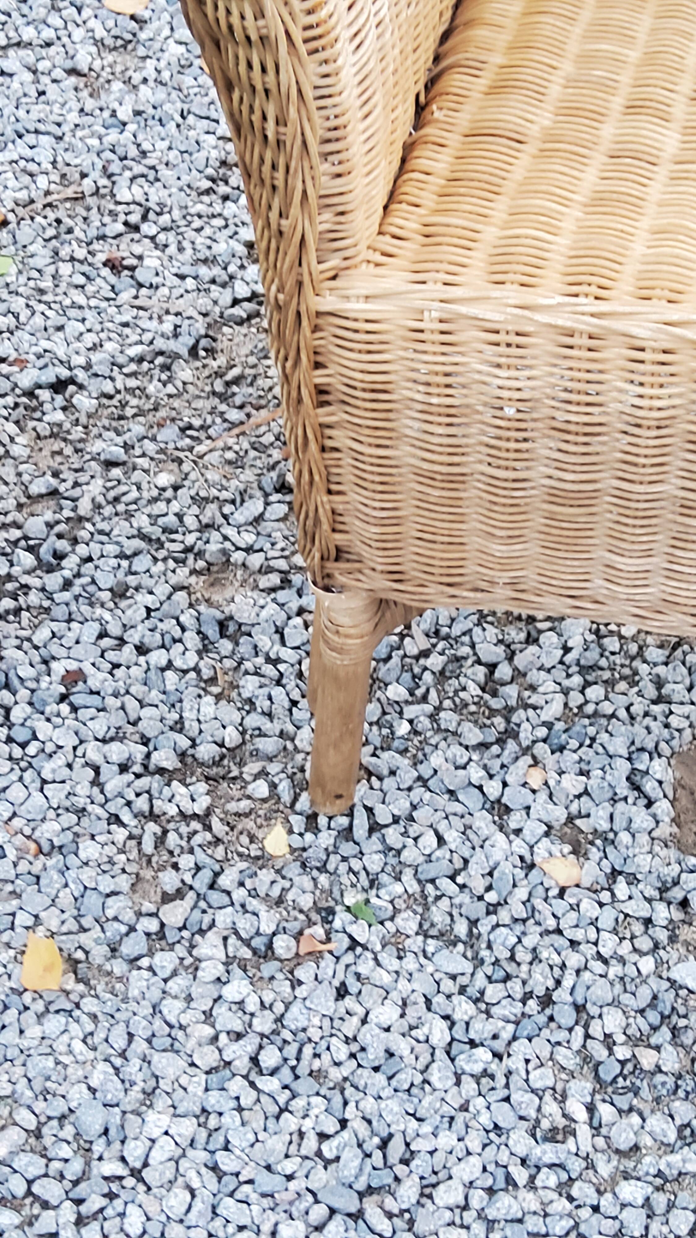 Pair of armchairs and bench in rattan and bamboo from the 60s/70s